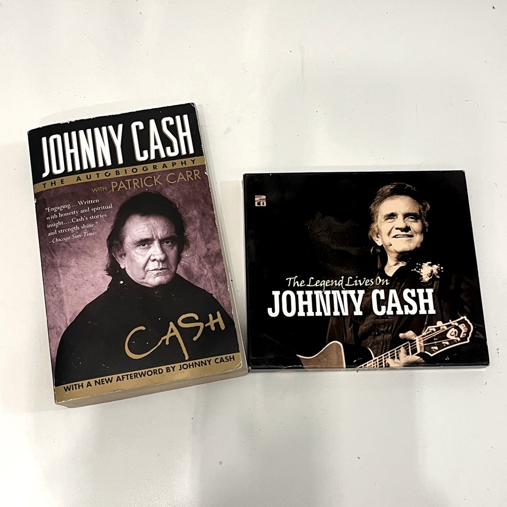 Johnny cash book and CDs lot